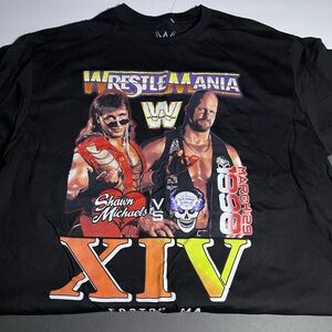 Men’s Size Large WWF Stone Cold and Shawn Michaels Black T Shirt New
